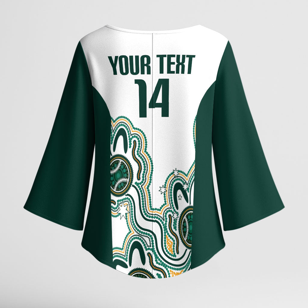 Australia Baseball Custom Kimono Sleeve Blouse Go Emeralds Aboriginal Art