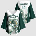 Australia Baseball Custom Kimono Sleeve Blouse Go Emeralds Aboriginal Art