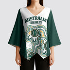 Australia Baseball Custom Kimono Sleeve Blouse Go Emeralds Aboriginal Art