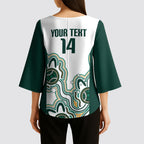 Australia Baseball Custom Kimono Sleeve Blouse Go Emeralds Aboriginal Art