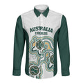Australia Baseball Custom Long Sleeve Button Shirt Go Emeralds Aboriginal Art