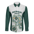 Australia Baseball Custom Long Sleeve Button Shirt Go Emeralds Aboriginal Art