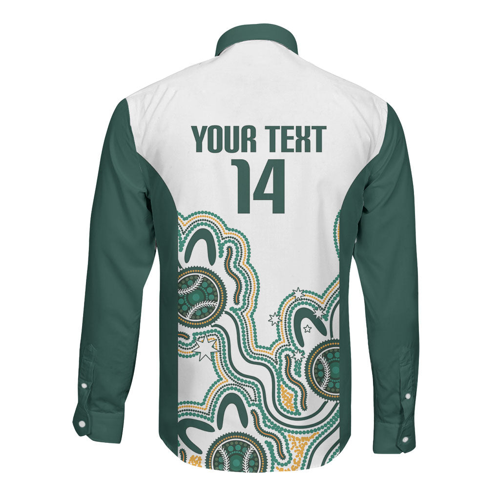 Australia Baseball Custom Long Sleeve Button Shirt Go Emeralds Aboriginal Art