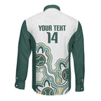 Australia Baseball Custom Long Sleeve Button Shirt Go Emeralds Aboriginal Art