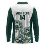 Australia Baseball Custom Long Sleeve Polo Shirt Go Emeralds Aboriginal Art