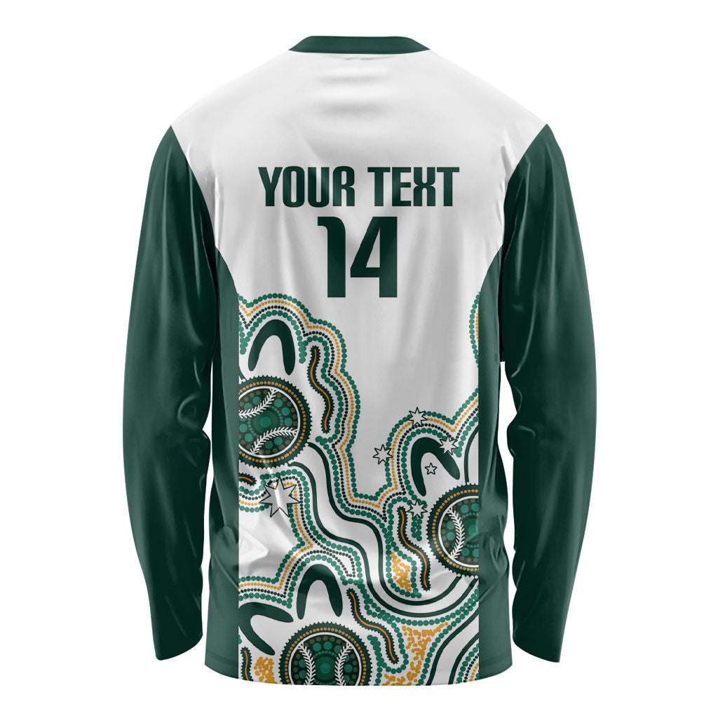 Australia Baseball Custom Long Sleeve Shirt Go Emeralds Aboriginal Art