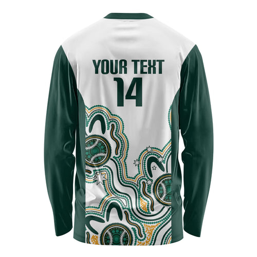 Australia Baseball Custom Long Sleeve Shirt Go Emeralds Aboriginal Art