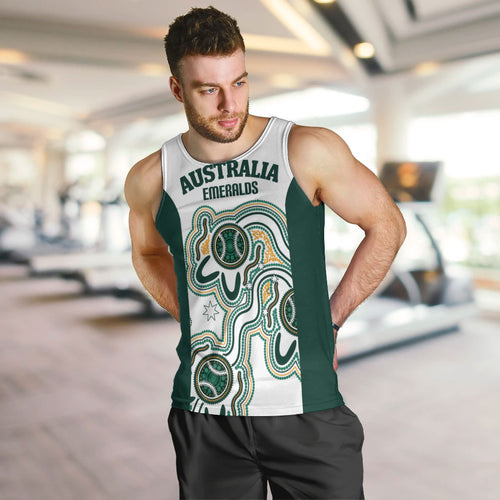 Australia Baseball Custom Men Tank Top Go Emeralds Aboriginal Art
