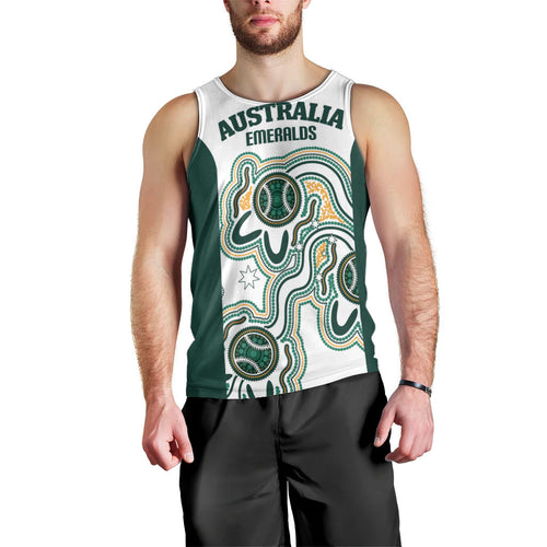 Australia Baseball Custom Men Tank Top Go Emeralds Aboriginal Art