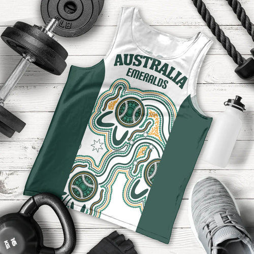 Australia Baseball Custom Men Tank Top Go Emeralds Aboriginal Art