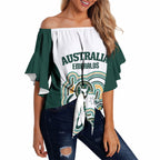 Australia Baseball Custom Off Shoulder Wrap Waist Top Go Emeralds Aboriginal Art