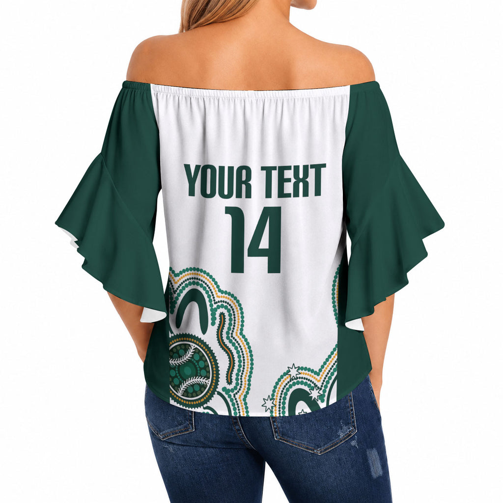 Australia Baseball Custom Off Shoulder Wrap Waist Top Go Emeralds Aboriginal Art