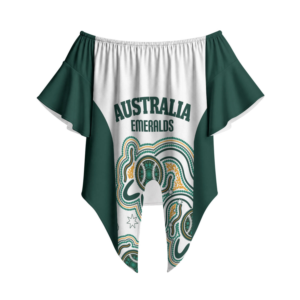 Australia Baseball Custom Off Shoulder Wrap Waist Top Go Emeralds Aboriginal Art