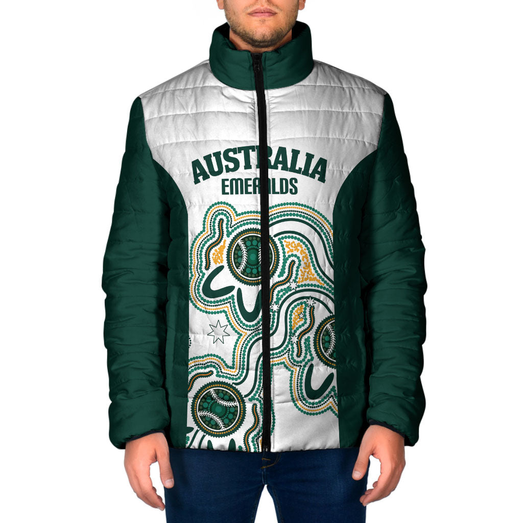 Australia Baseball Custom Padded Jacket Go Emeralds Aboriginal Art