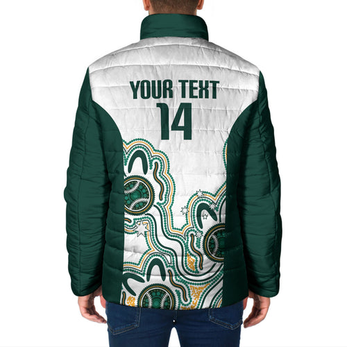 Australia Baseball Custom Padded Jacket Go Emeralds Aboriginal Art