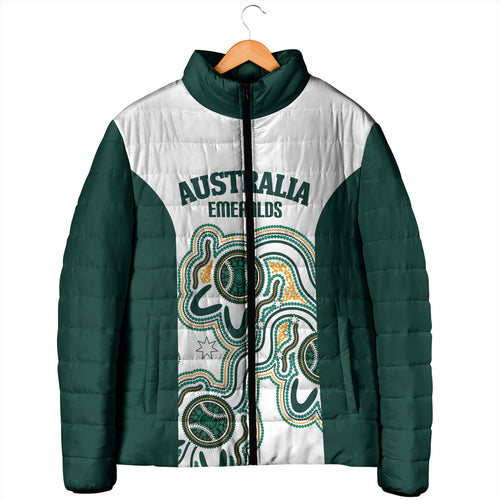 Australia Baseball Custom Padded Jacket Go Emeralds Aboriginal Art