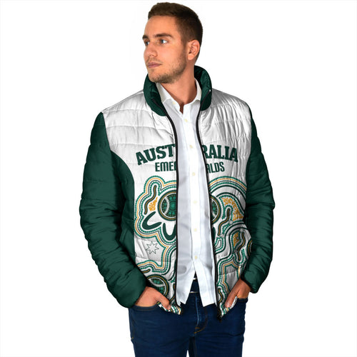 Australia Baseball Custom Padded Jacket Go Emeralds Aboriginal Art