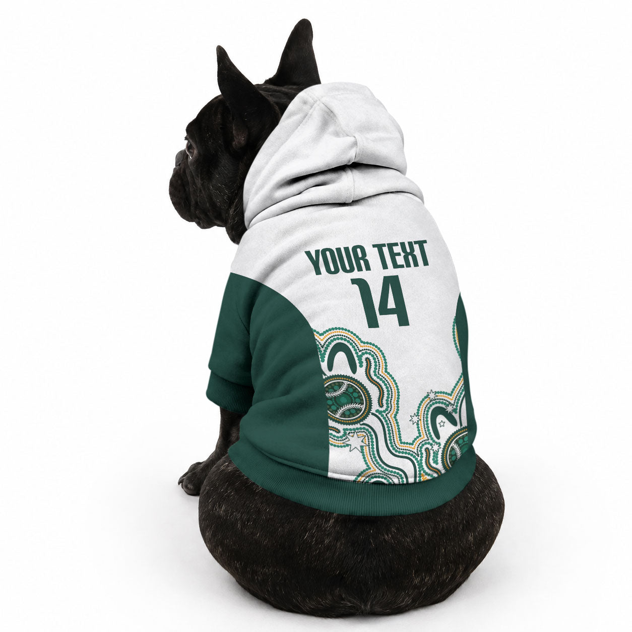 Australia Baseball Custom Pet Hoodie Go Emeralds Aboriginal Art