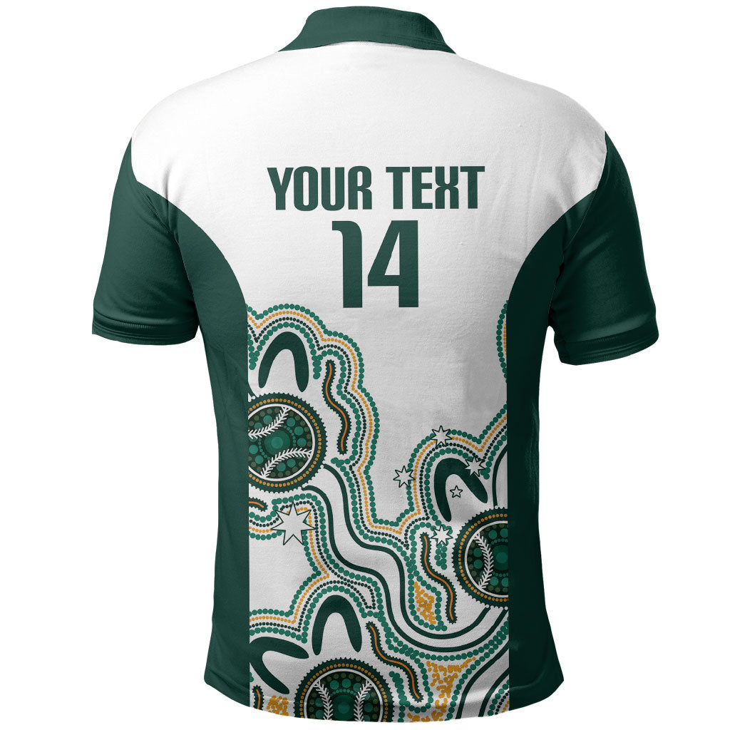 Australia Baseball Custom Polo Shirt Go Emeralds Aboriginal Art
