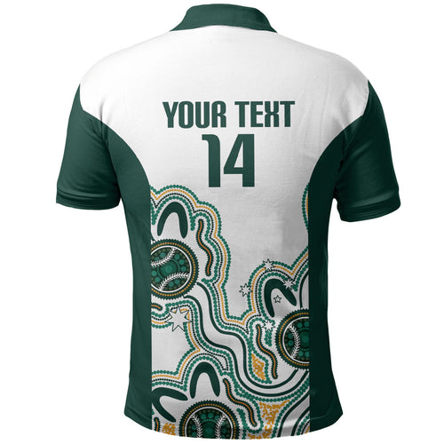 Australia Baseball Custom Polo Shirt Go Emeralds Aboriginal Art