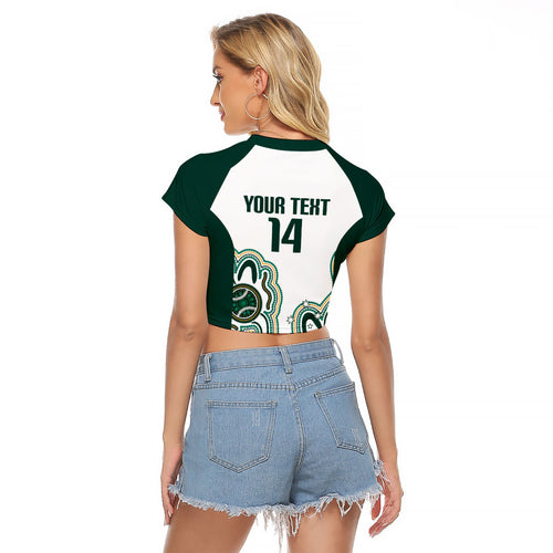 Australia Baseball Custom Raglan Cropped T Shirt Go Emeralds Aboriginal Art