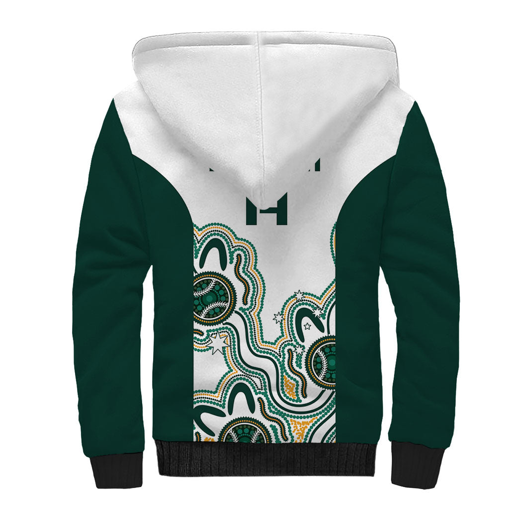 Australia Baseball Custom Sherpa Hoodie Go Emeralds Aboriginal Art