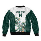 Australia Baseball Custom Sleeve Zip Bomber Jacket Go Emeralds Aboriginal Art