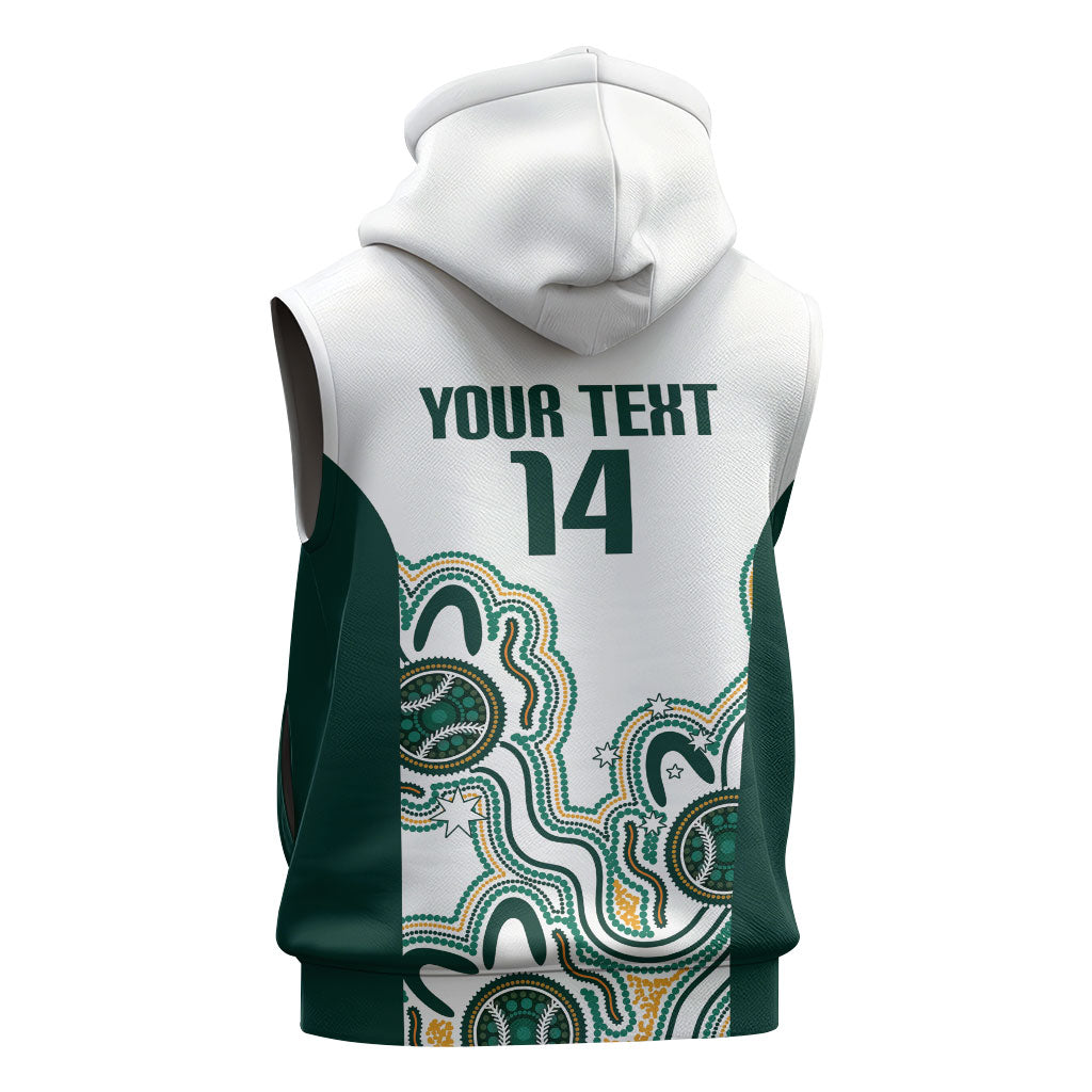 Australia Baseball Custom Sleeveless Hoodie Go Emeralds Aboriginal Art