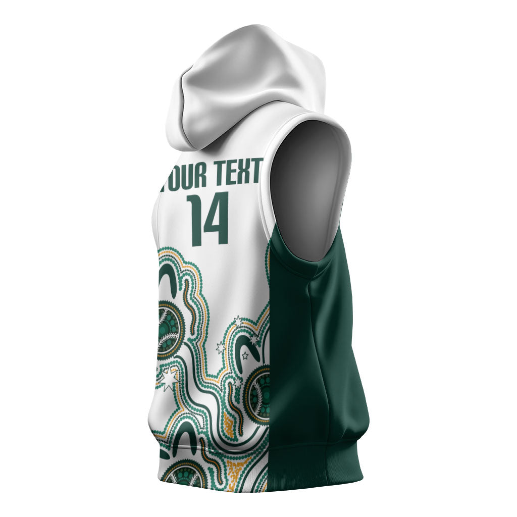 Australia Baseball Custom Sleeveless Hoodie Go Emeralds Aboriginal Art