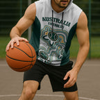 Australia Baseball Custom Sleeveless Hoodie Go Emeralds Aboriginal Art