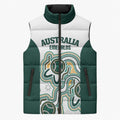Australia Baseball Custom Sleeveless Puffer Jacket Go Emeralds Aboriginal Art