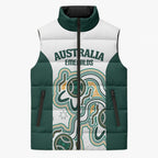 Australia Baseball Custom Sleeveless Puffer Jacket Go Emeralds Aboriginal Art