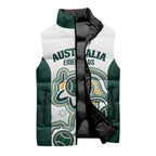 Australia Baseball Custom Sleeveless Puffer Jacket Go Emeralds Aboriginal Art