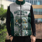 Australia Baseball Custom Sleeveless Puffer Jacket Go Emeralds Aboriginal Art