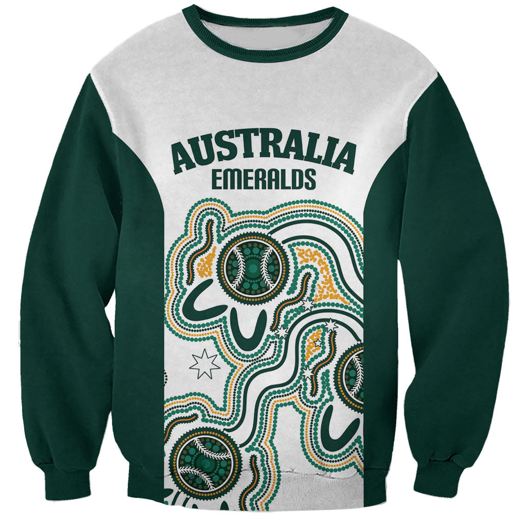 Australia Baseball Custom Sweatshirt Go Emeralds Aboriginal Art