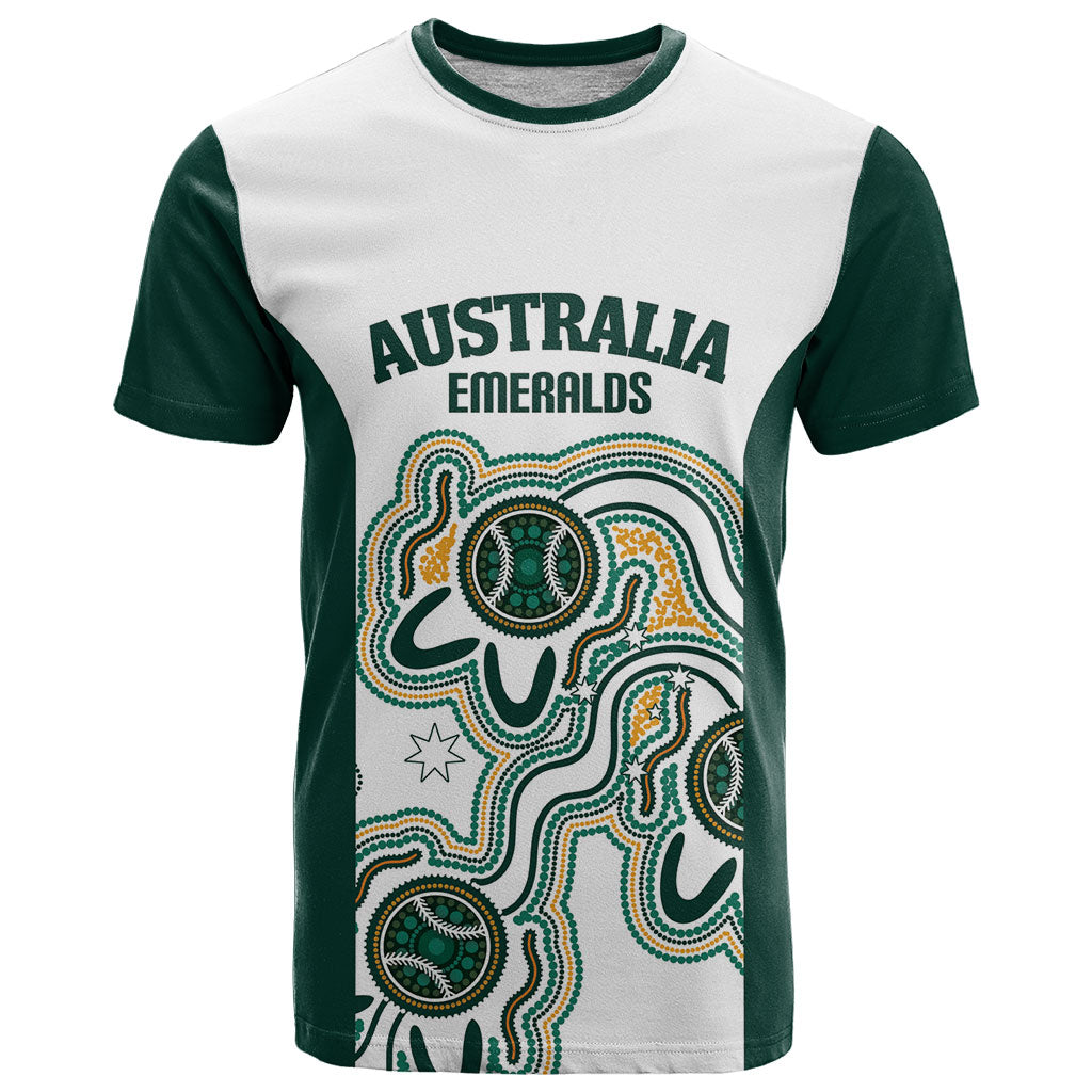 Australia Baseball Custom T Shirt Go Emeralds Aboriginal Art