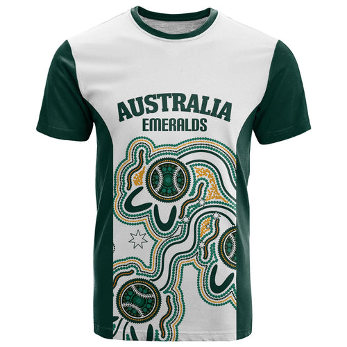 Australia Baseball Custom T Shirt Go Emeralds Aboriginal Art