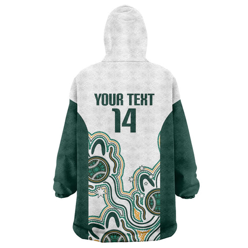 Australia Baseball Custom Wearable Blanket Hoodie Go Emeralds Aboriginal Art