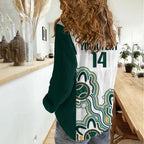 Australia Baseball Custom Women Casual Shirt Go Emeralds Aboriginal Art