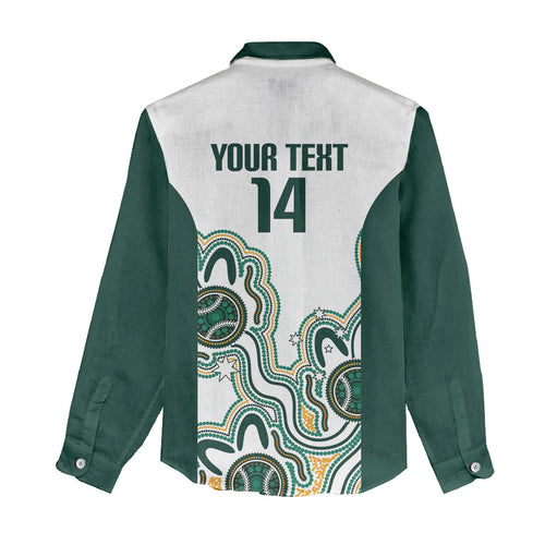 Australia Baseball Custom Women Casual Shirt Go Emeralds Aboriginal Art