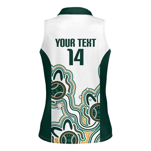 Australia Baseball Custom Women Sleeveless Polo Shirt Go Emeralds Aboriginal Art