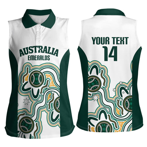 Australia Baseball Custom Women Sleeveless Polo Shirt Go Emeralds Aboriginal Art