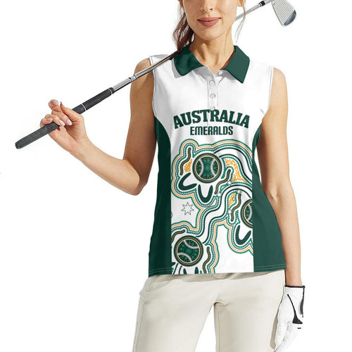 Australia Baseball Custom Women Sleeveless Polo Shirt Go Emeralds Aboriginal Art