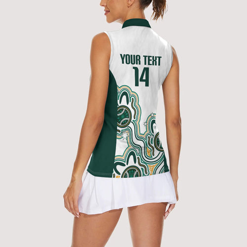 Australia Baseball Custom Women Sleeveless Polo Shirt Go Emeralds Aboriginal Art