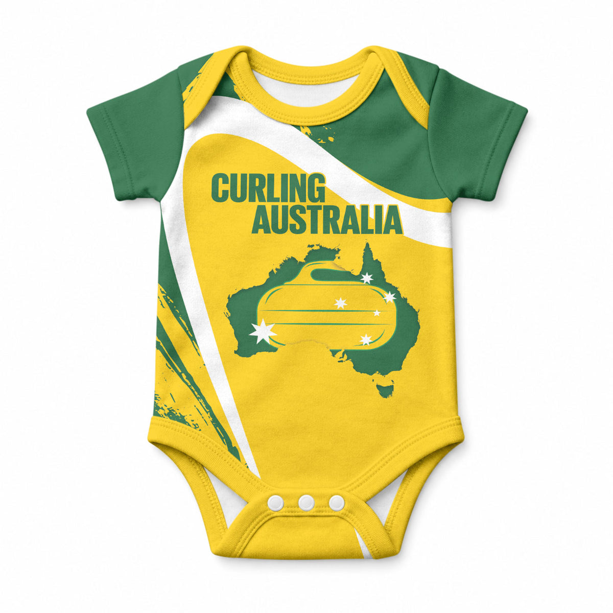 Australia Curling Personalised Baby Onesie Aussie Map Grunge Curve Style