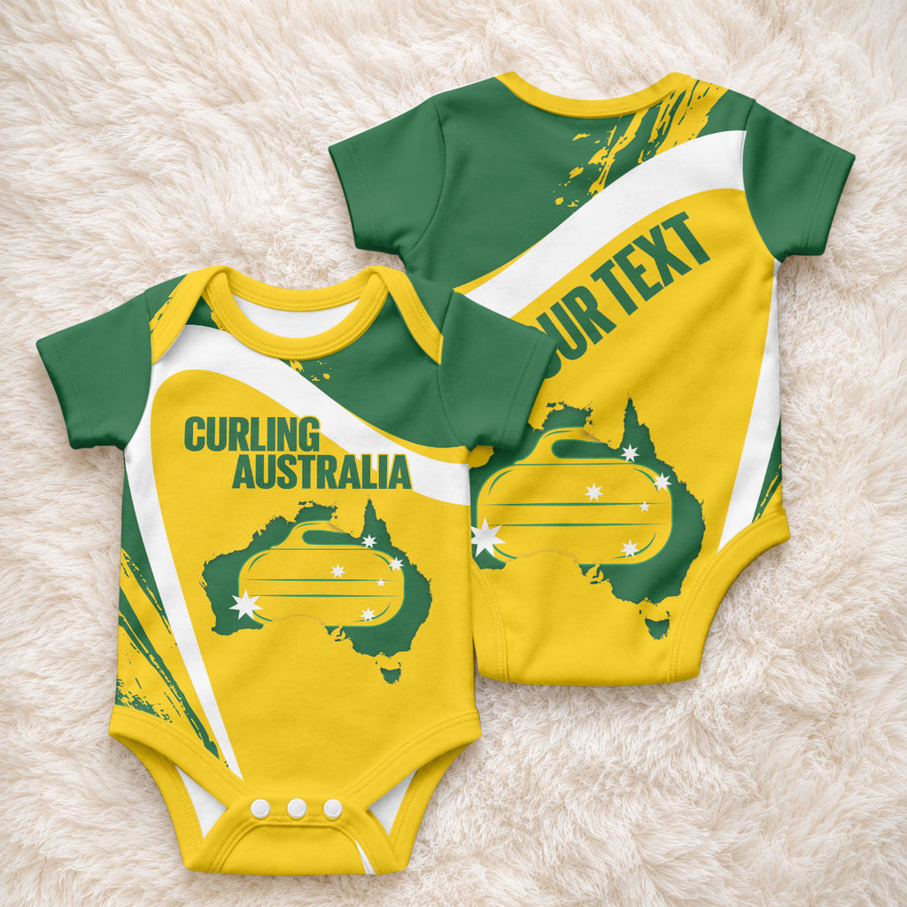 Australia Curling Personalised Baby Onesie Aussie Map Grunge Curve Style