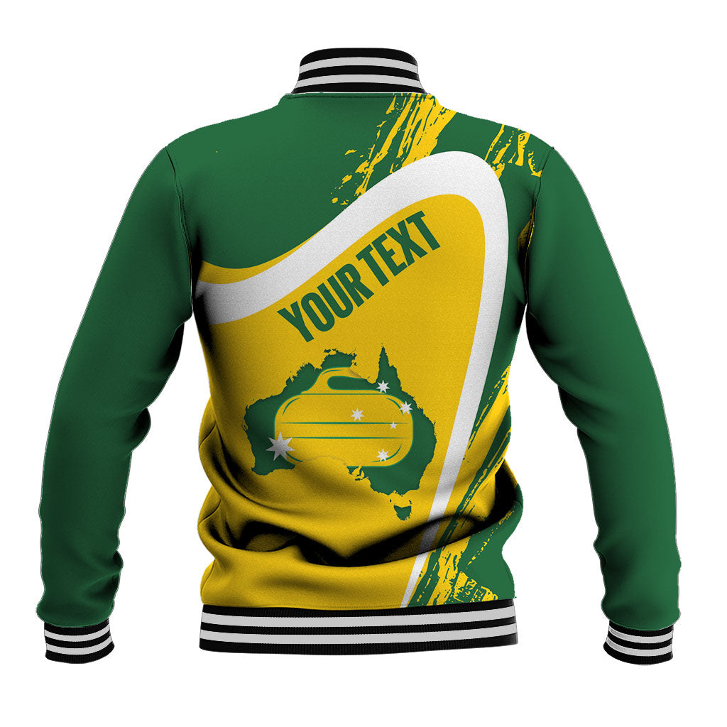 Australia Curling Personalised Baseball Jacket Aussie Map Grunge Curve Style