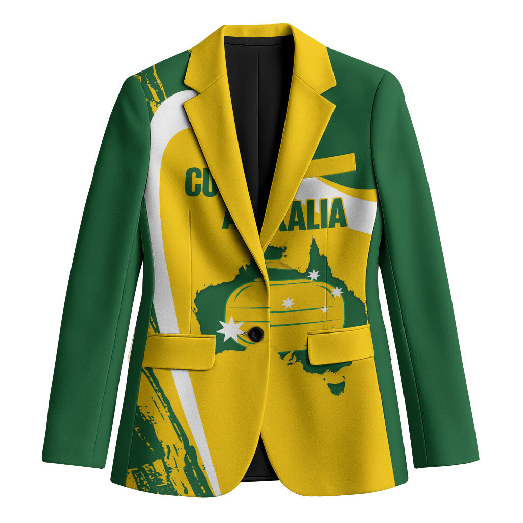 Australia Curling Personalised Blazer Aussie Map Grunge Curve Style
