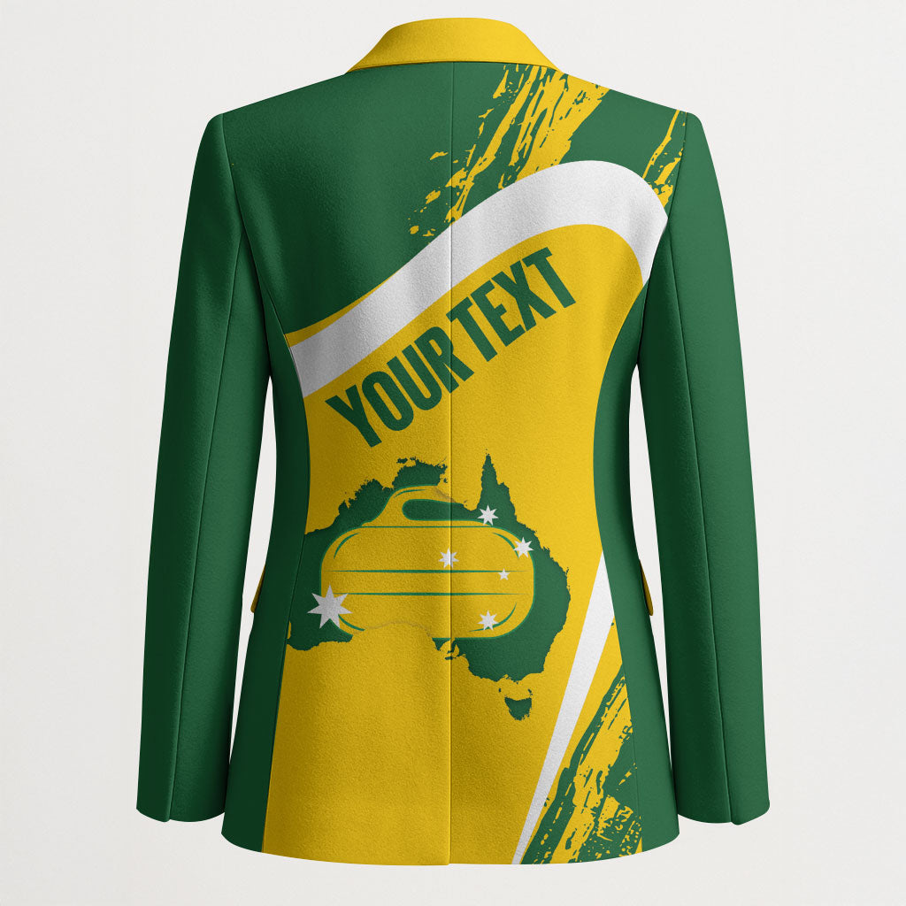 Australia Curling Personalised Blazer Aussie Map Grunge Curve Style