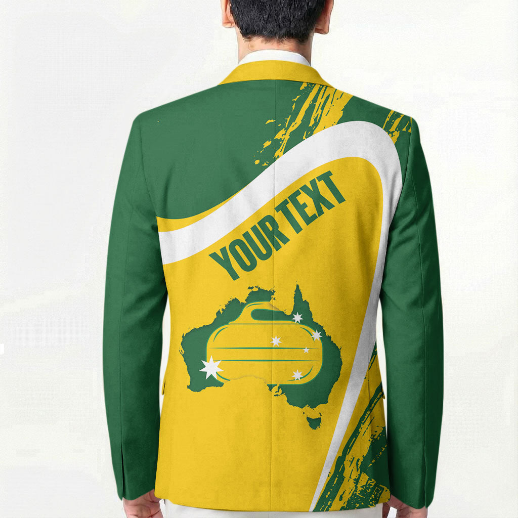 Australia Curling Personalised Blazer Aussie Map Grunge Curve Style